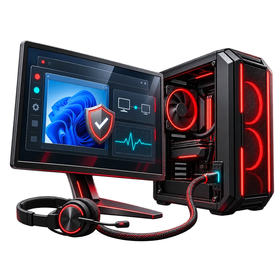 Assistance s&eacute;curis&eacute;e &agrave; distance sur un ordinateur gaming