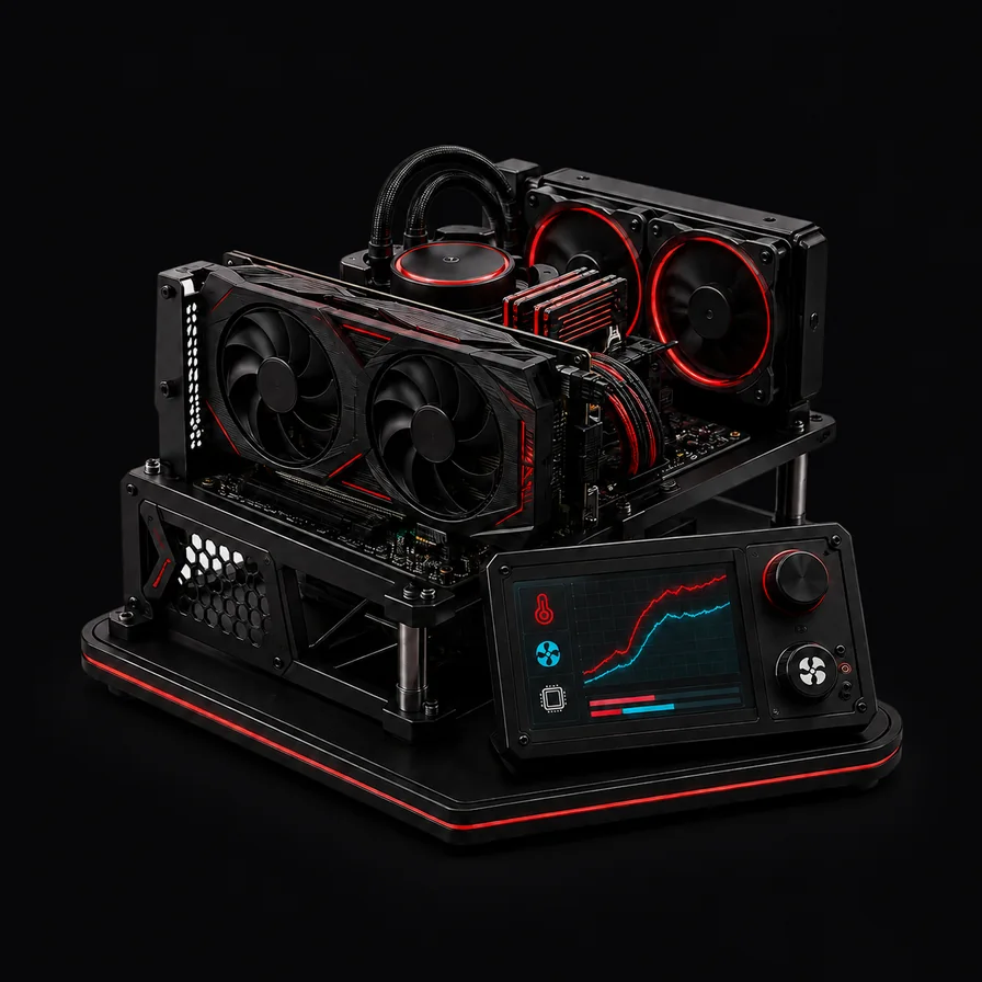 Banc de test pour r&eacute;gler les performances et le refroidissement d'un PC gaming
